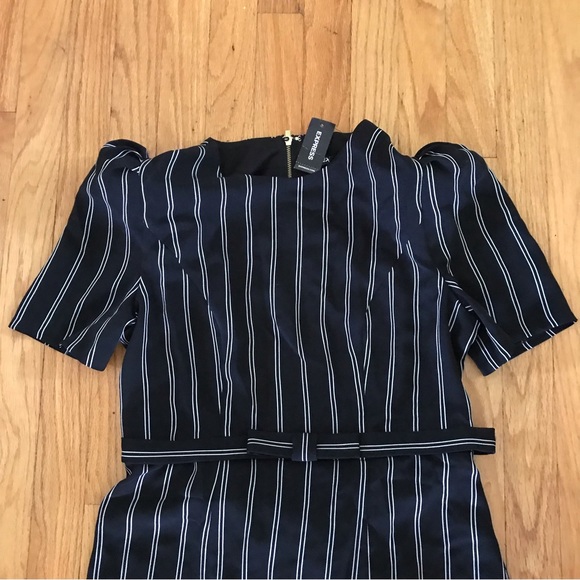 Express Pinstripe Black/White Dress with Belt - Picture 6 of 14